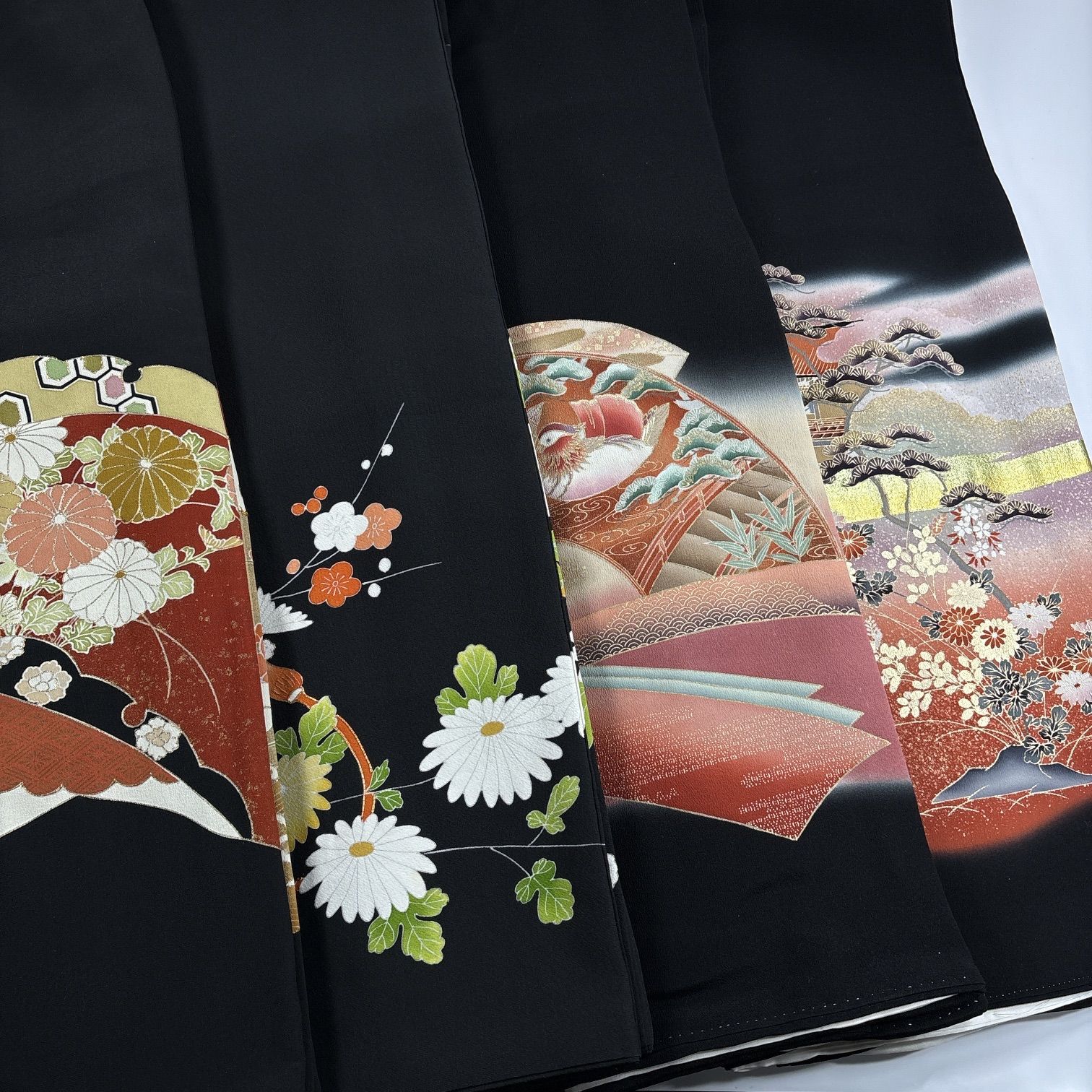 黒留袖 4枚 正絹 着物まとめ売り 同梱購入歓迎 リメイク用 着付け練習