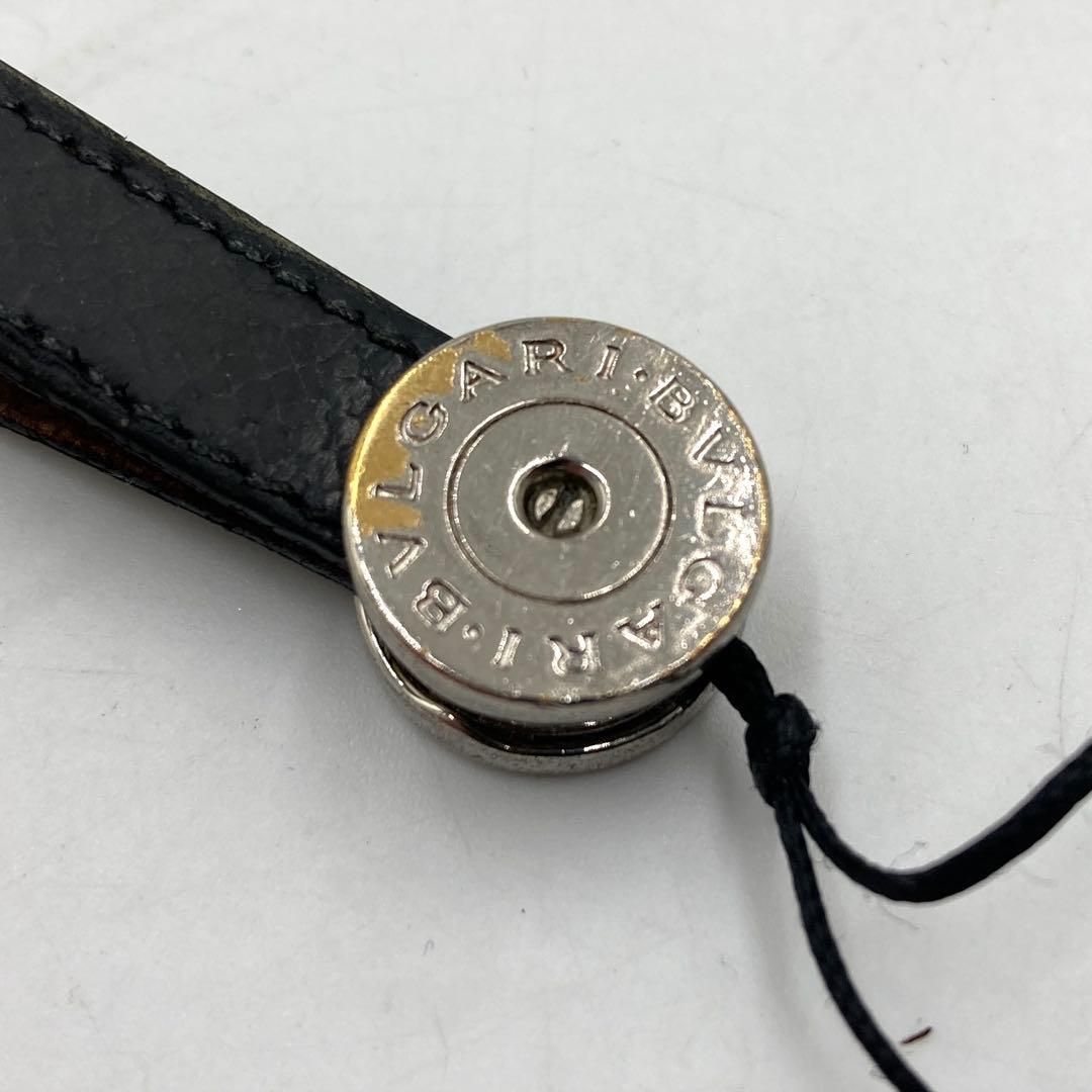 BVLGARI ブルガリ ストラップ キーホルダー ブラック シルバー レザー