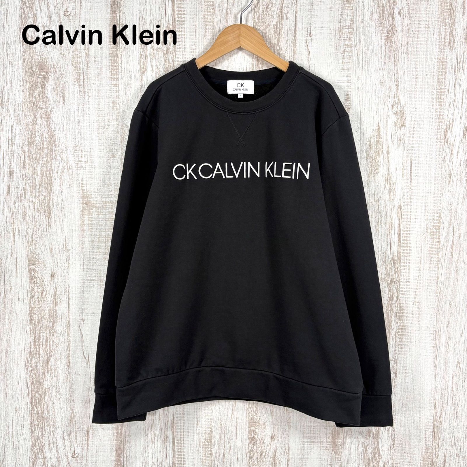 美品 CK Calvin Klein カルバンクライン ロゴ刺裏起毛 スウェット 