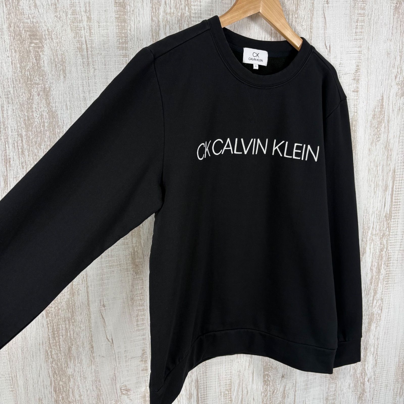 美品 CK Calvin Klein カルバンクライン ロゴ刺裏起毛 スウェット 