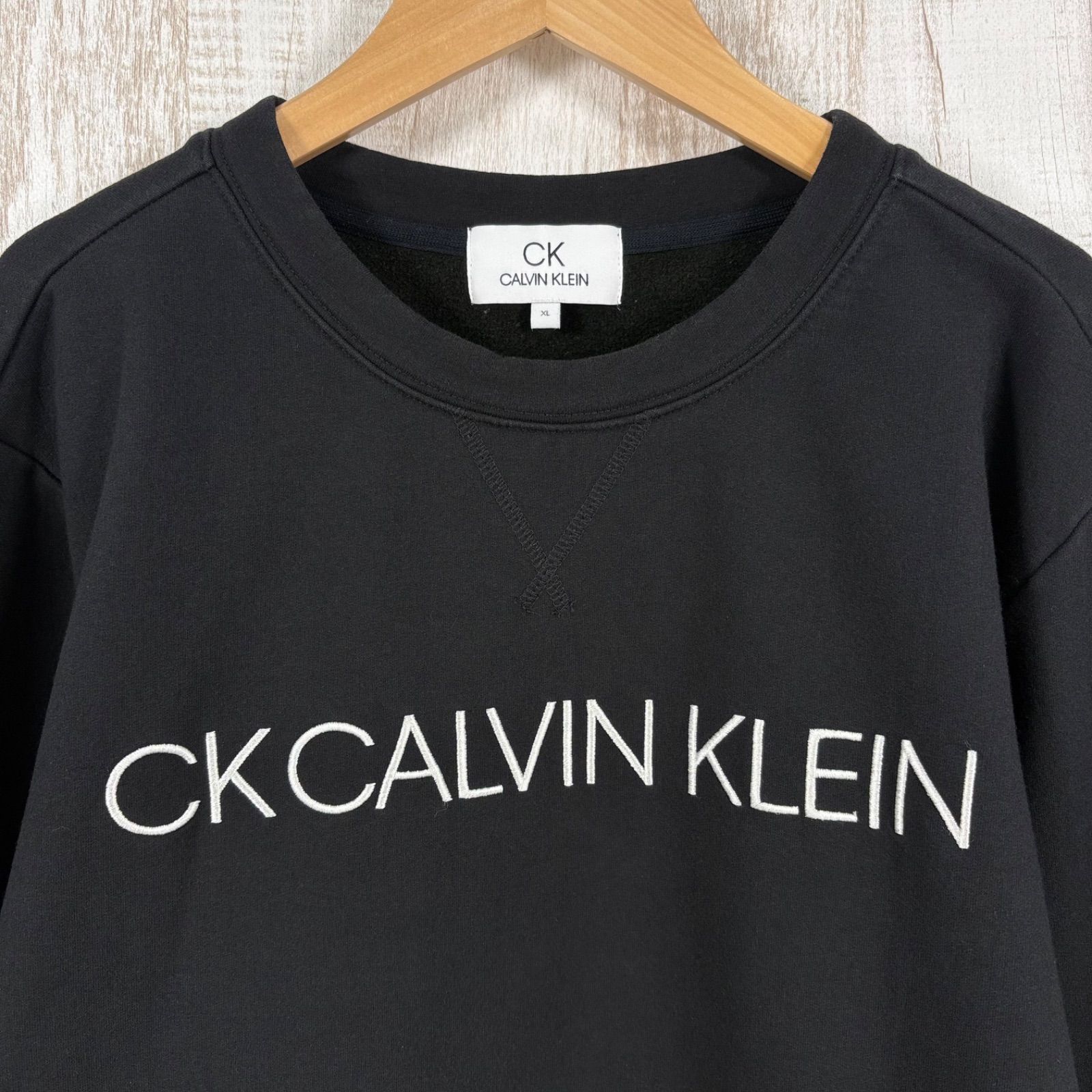 美品 CK Calvin Klein カルバンクライン ロゴ刺裏起毛 スウェット 