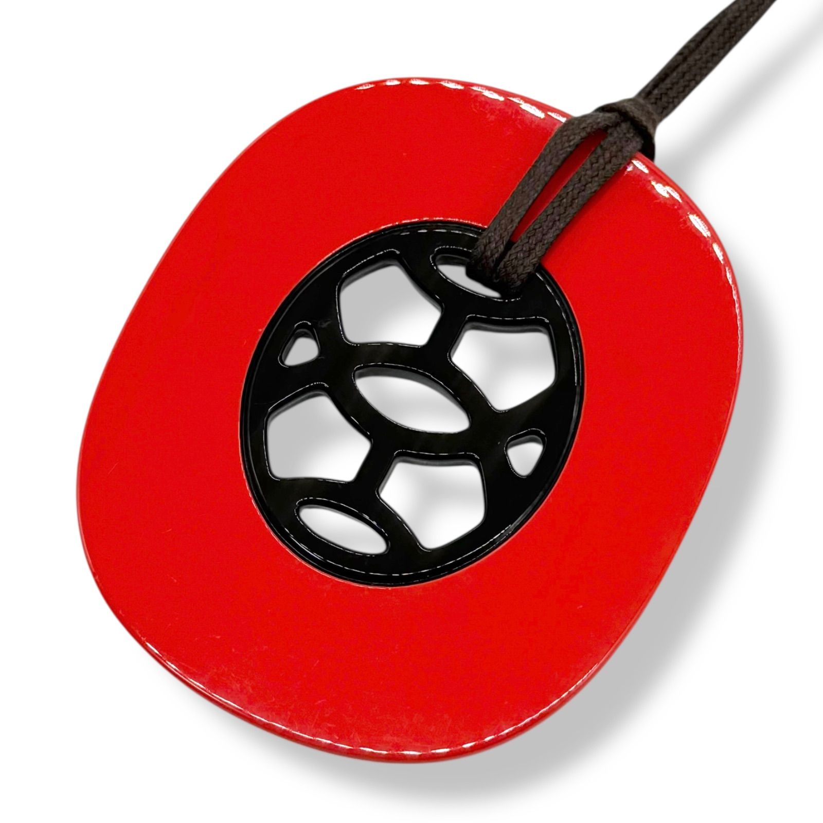 HERMES エルメス リフト GM ネックレス バッファローホーン レッド