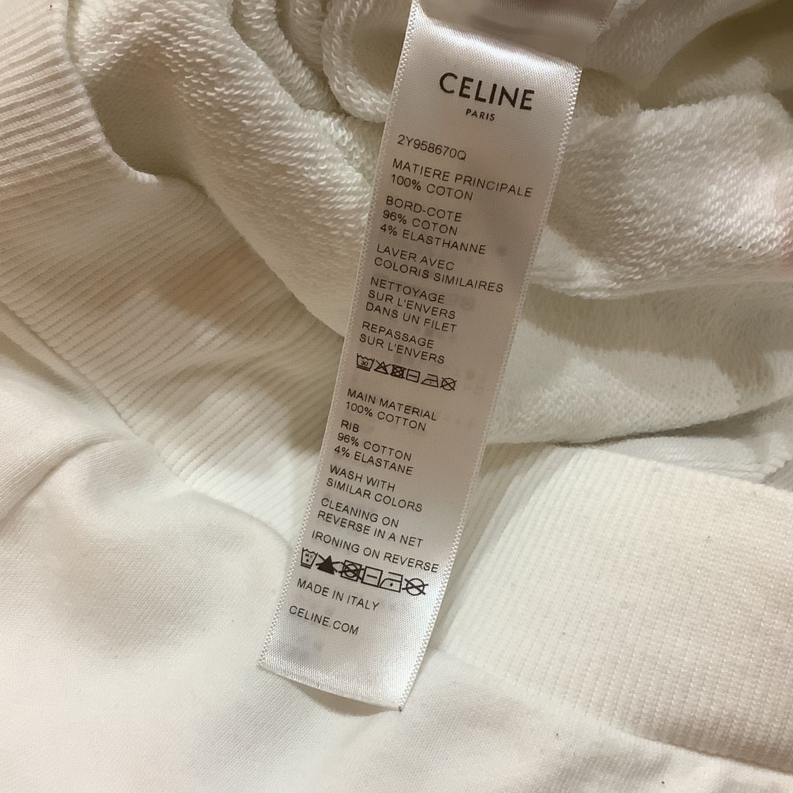 セリーヌ CELINE ロゴ フーディー パーカー スウェット トレーナー 白