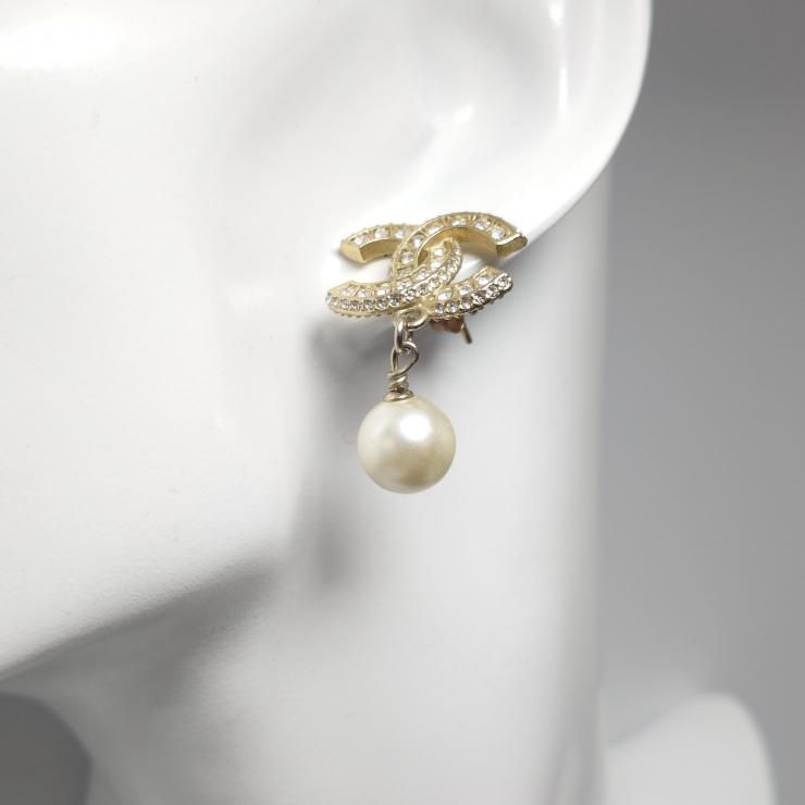 CHANEL シャネル ピアス 両耳用 ココマーク ストーン フェイクパール