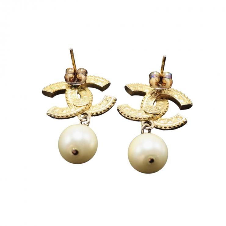 CHANEL シャネル ピアス 両耳用 ココマーク ストーン フェイクパール