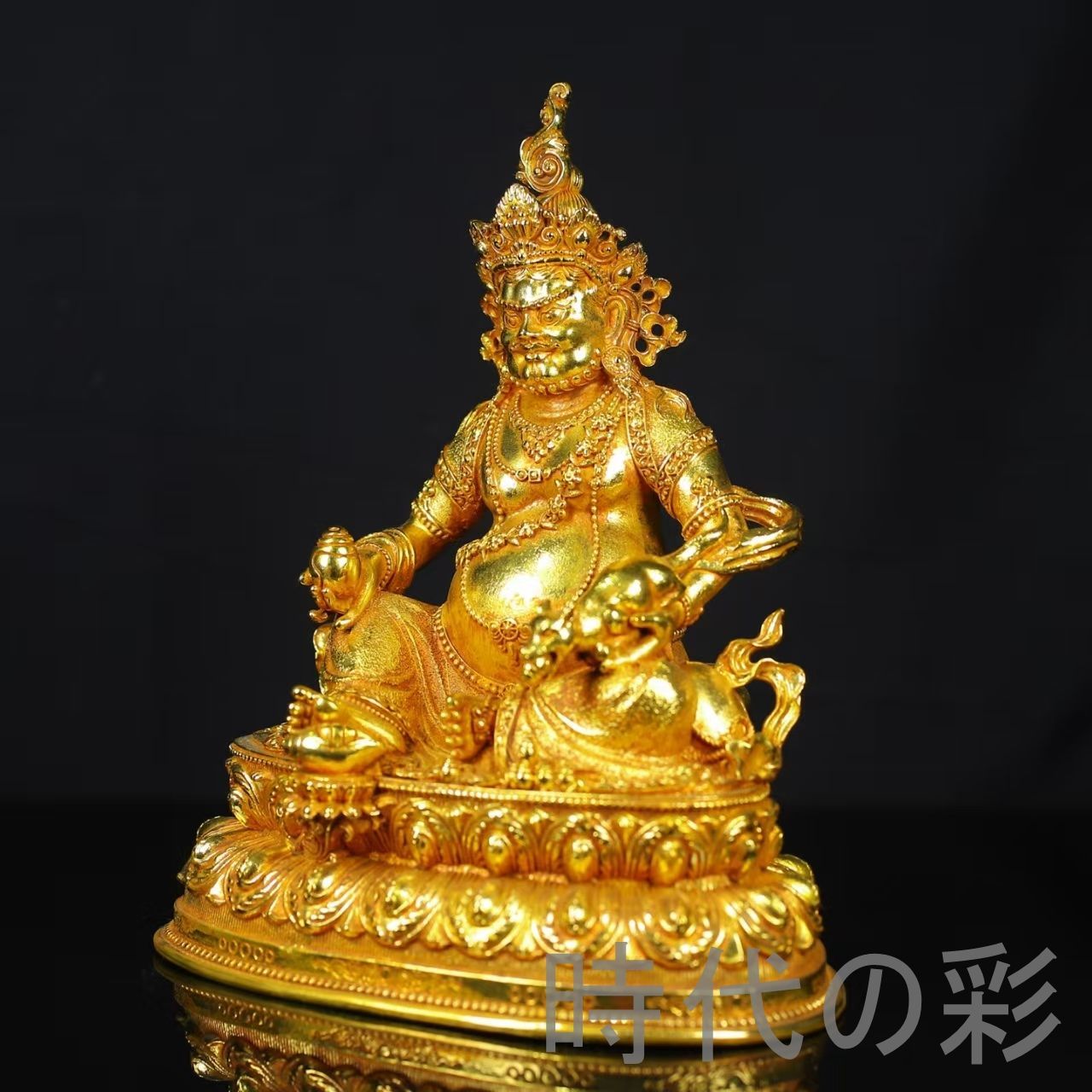 黄財神 仏像』鍍金仕上 仏教美術 密教財神像 居家佛堂 供養仏具 唐物