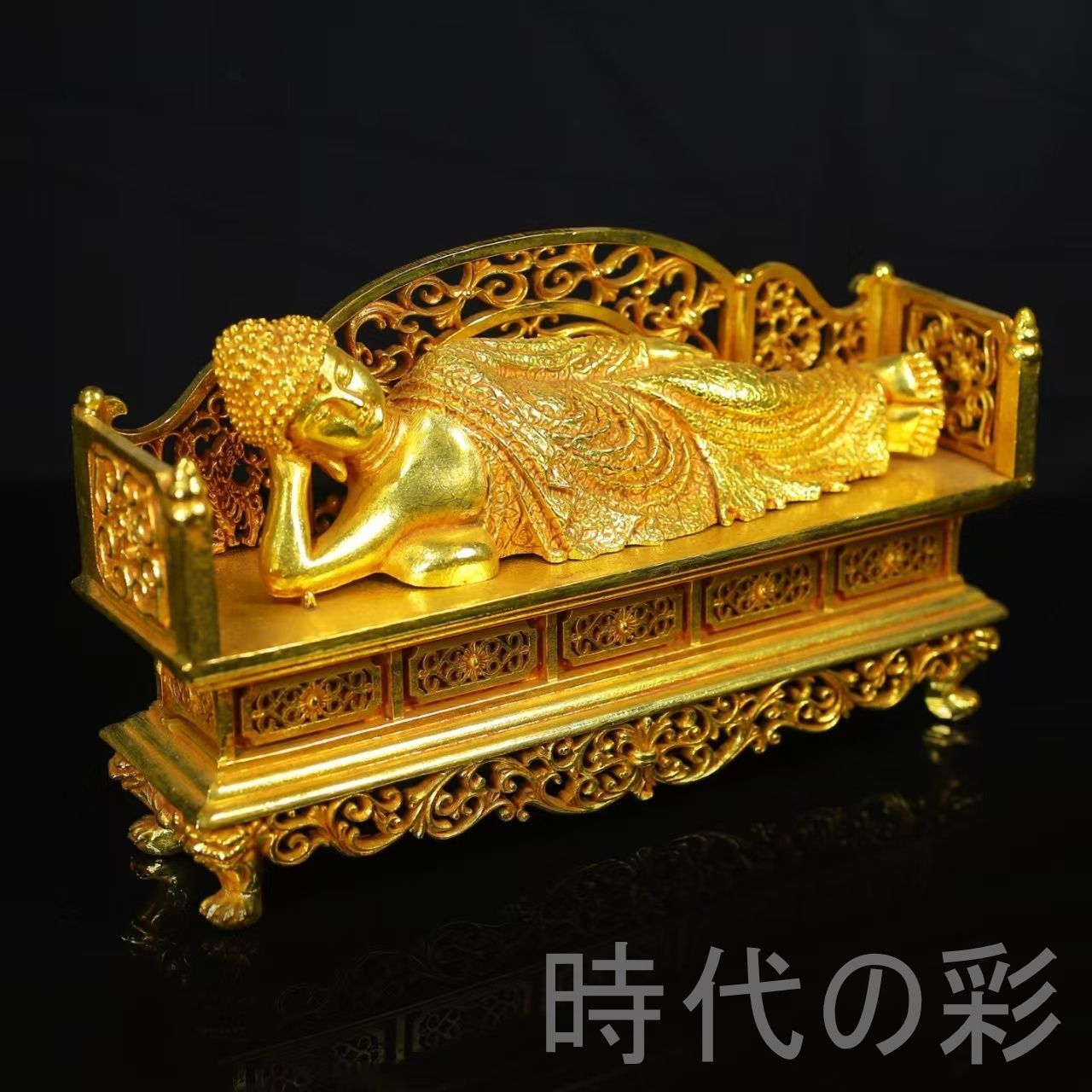 鍍金 大日如来寝仏』仏教美術 精密鏨刻 大型仏像 唐物 中国古美術 供養