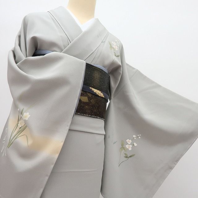 百華❀Y4578◇新品 正絹 仕付け糸付 手縫い仕立て 桜 水仙 南天 蘭 鶴