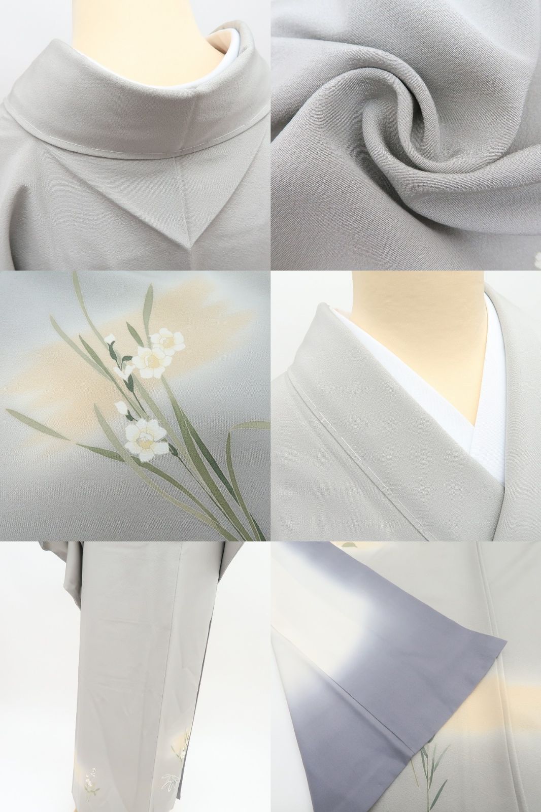 百華❀Y4578◇新品 正絹 仕付け糸付 手縫い仕立て 桜 水仙 南天 蘭 鶴