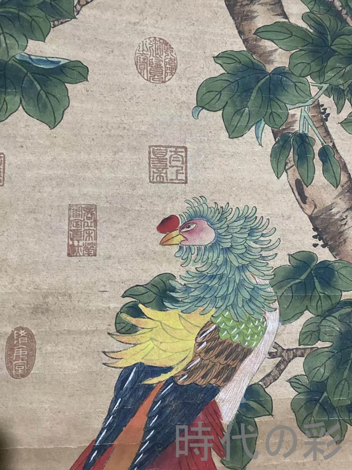 趙佶風 花鳥画』三尺中堂 掛軸 表装済 宣紙 中国古美術 書画 唐物 肉筆
