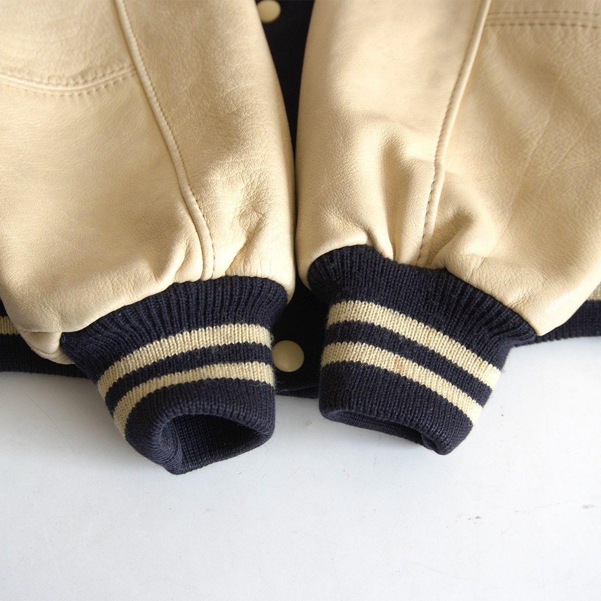 雰囲気抜群】VAN JAC【袖レザー スタジャン】M ヴァン ワッペン