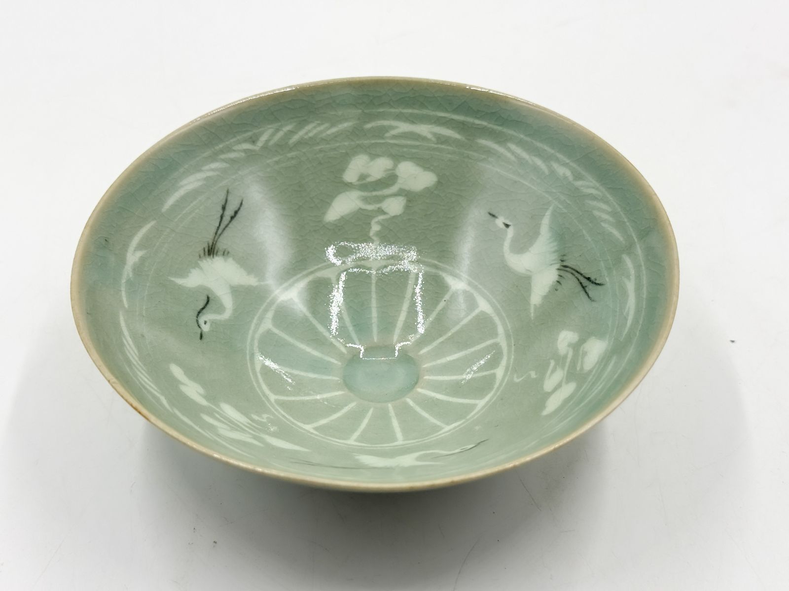 青磁 鶴文鉢 共箱入 作家物 陶印あり 和食器 中古美品 - メルカリ