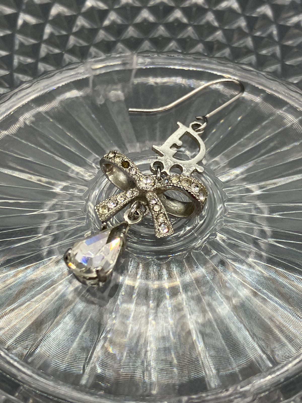 Christian Dior ディオール ピアス ラインストーン シルバー 片耳 568