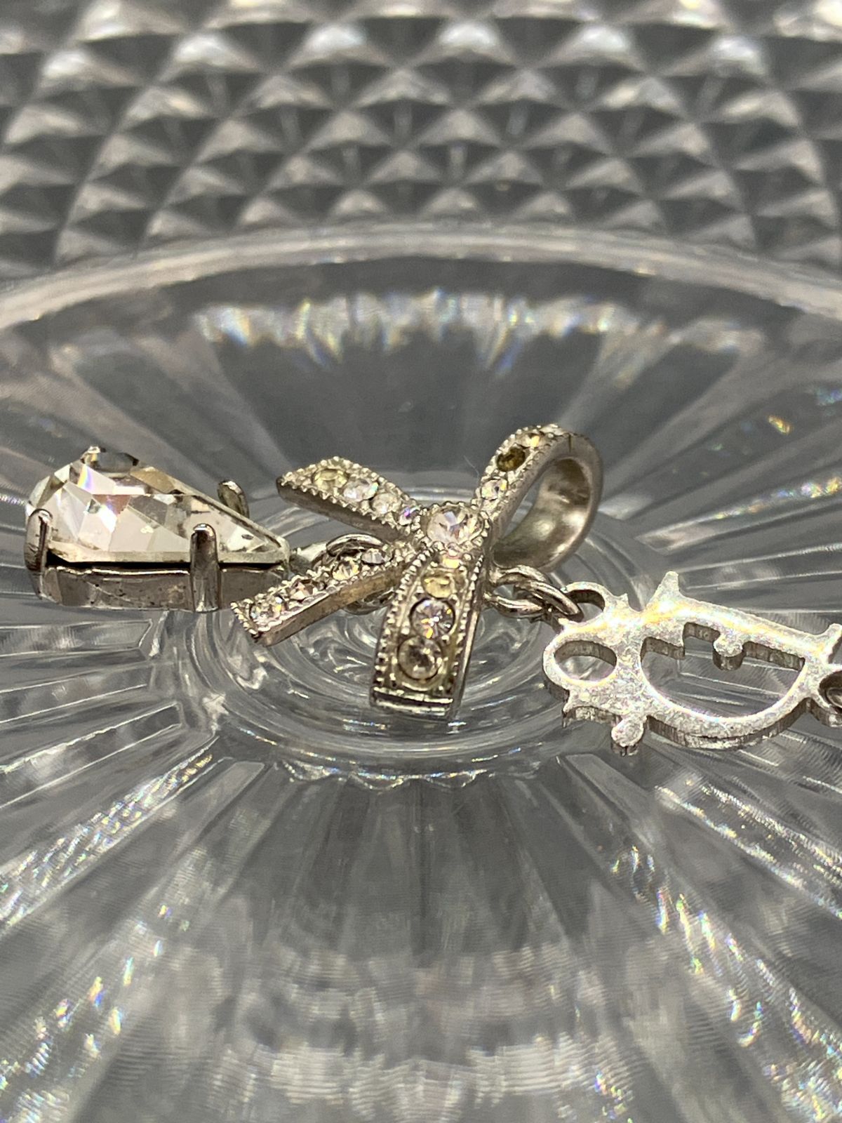 Christian Dior ディオール ピアス ラインストーン シルバー 片耳 568