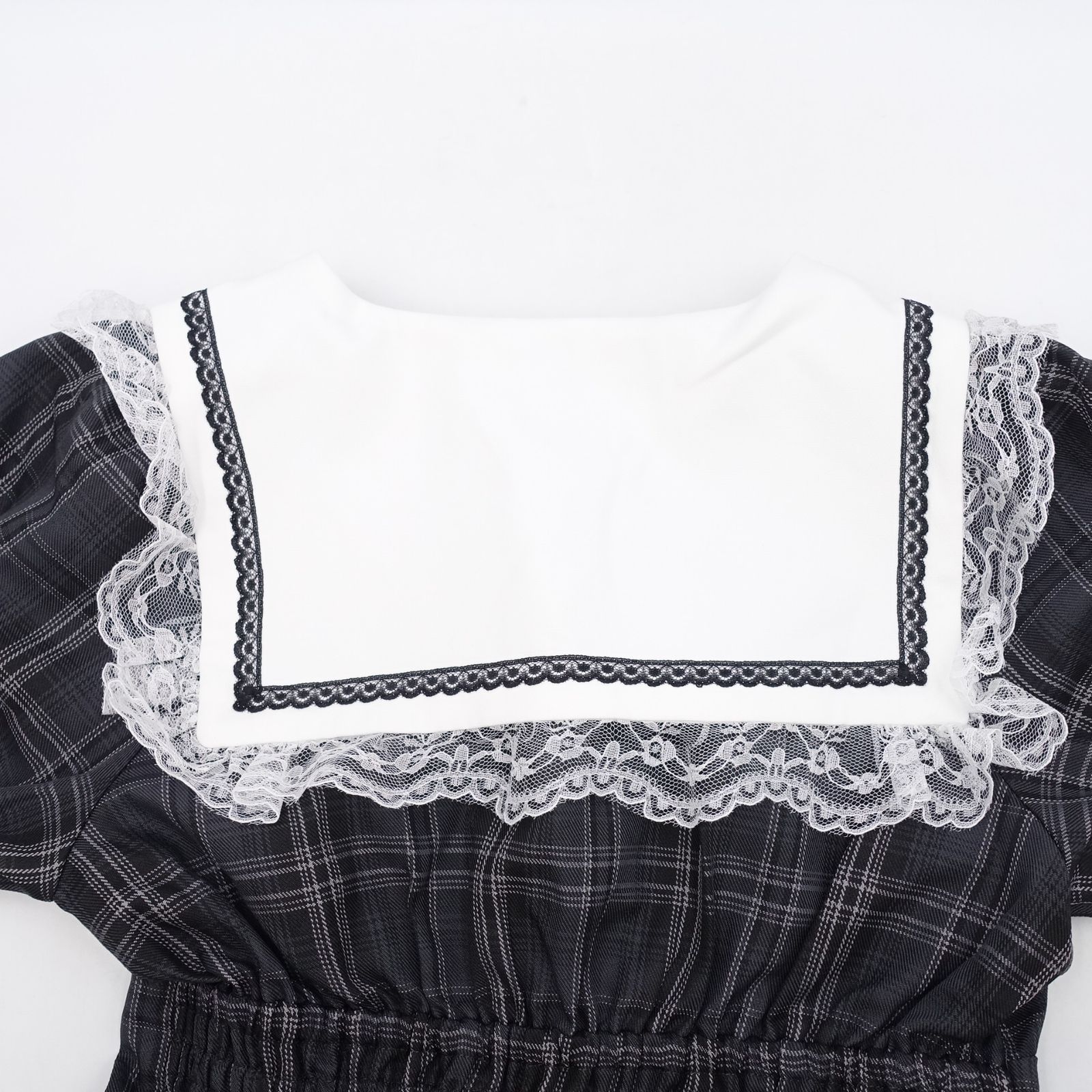 MARS クロス刺繍3段フリルセットアップ 半袖 Fサイズ チャコールグレー