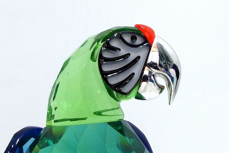 221758】SWAROVSKI スワロフスキー Chrome Green コンゴウインコ 鳥