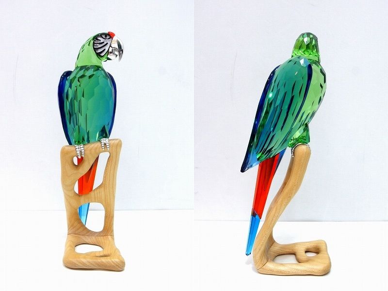 221758】SWAROVSKI スワロフスキー Chrome Green コンゴウインコ 鳥