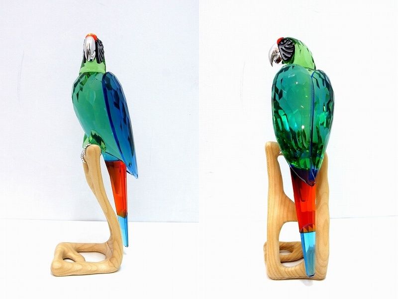 スワロフスキー 221758】SWAROVSKI オウム 鳥 コンゴウインコ スワロフスキー Chrome 鳥 コンゴウインコ Green 置物