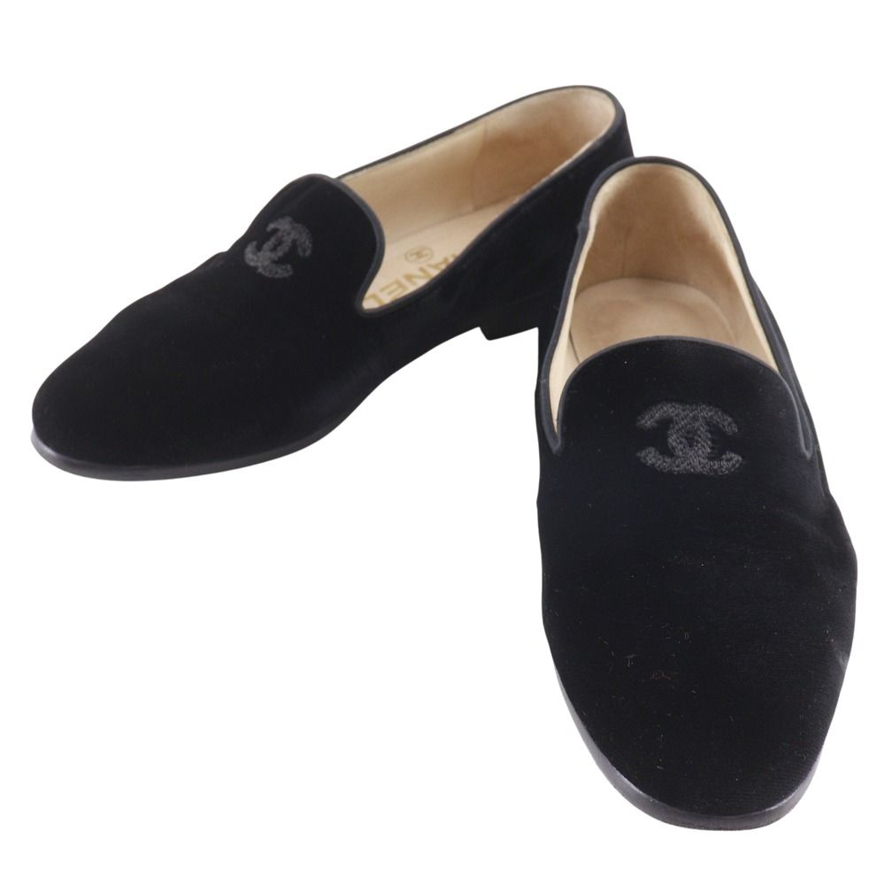 CHANEL】シャネル ココマーク オペラシューズ ベルベット 黒 