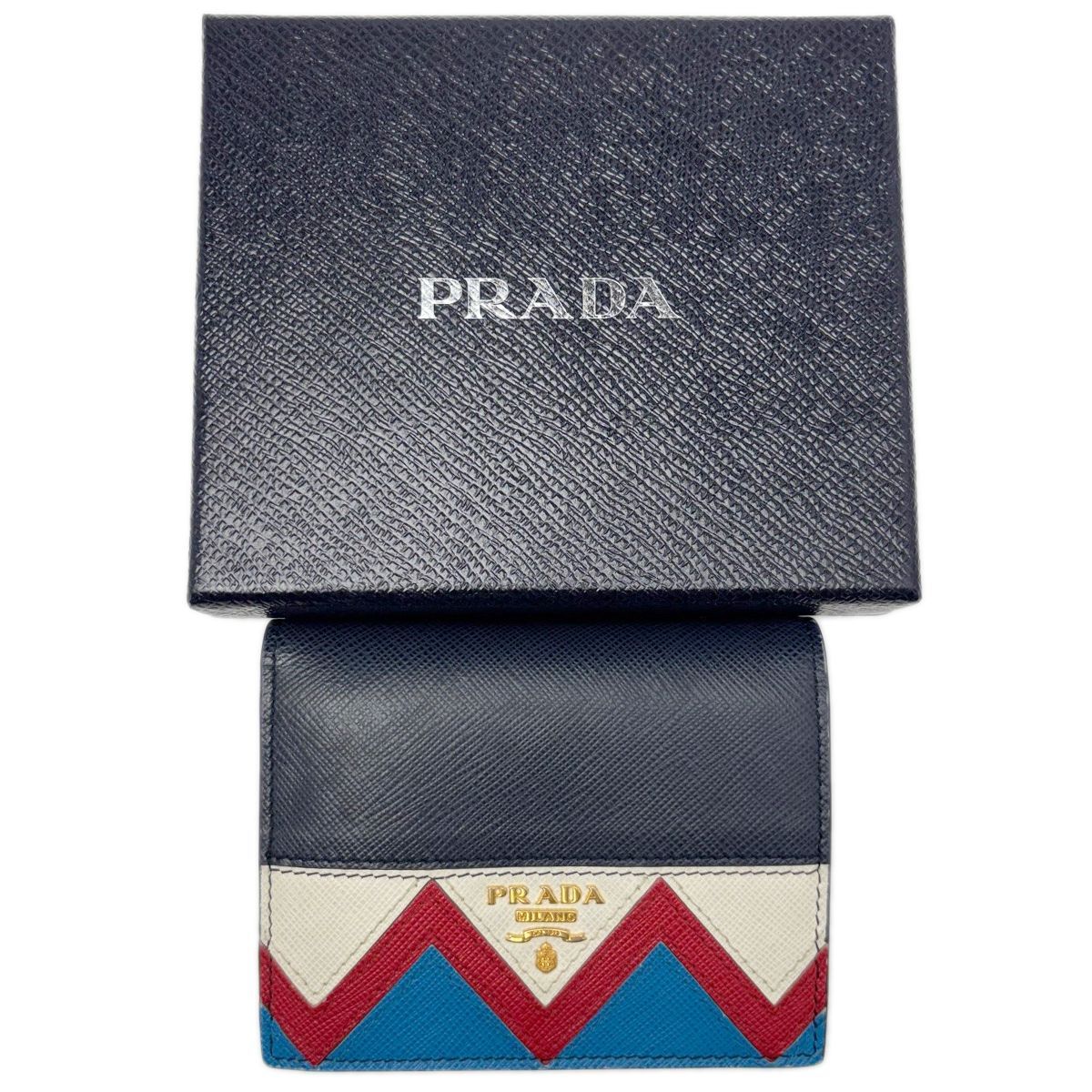 中古】 プラダ 財布 レディース サフィアーノ レザー 二つ折り財布 