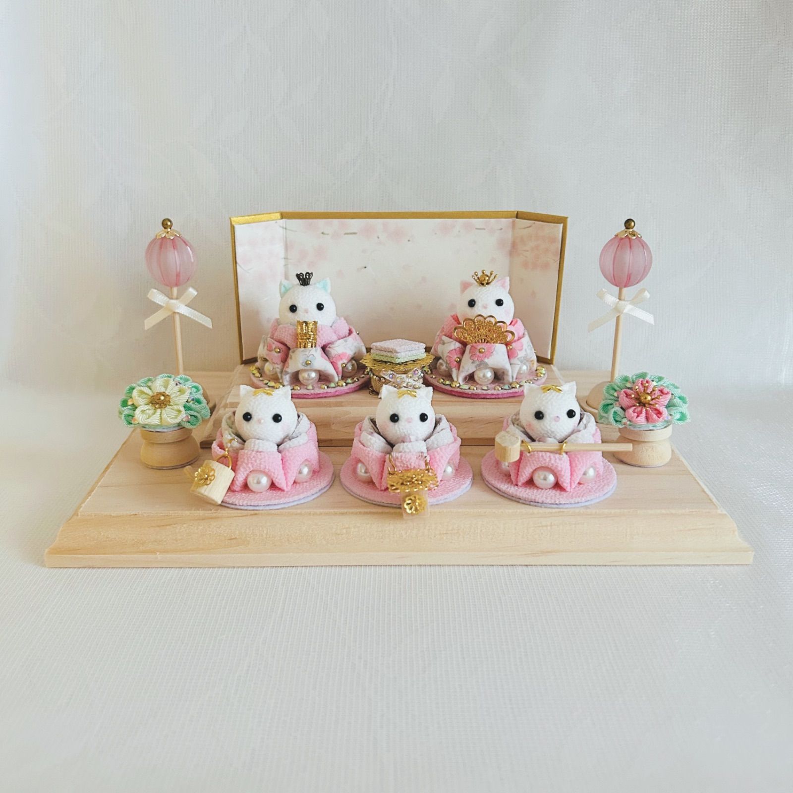 ハンドメイド　雛人形　お雛様　リバティ　つまみ細工　おしゃれ　くま　ねこ　うさぎ 雛人形 お雛様 ハンドメイド リバティ つまみ細工 おしゃれ くま ねこ