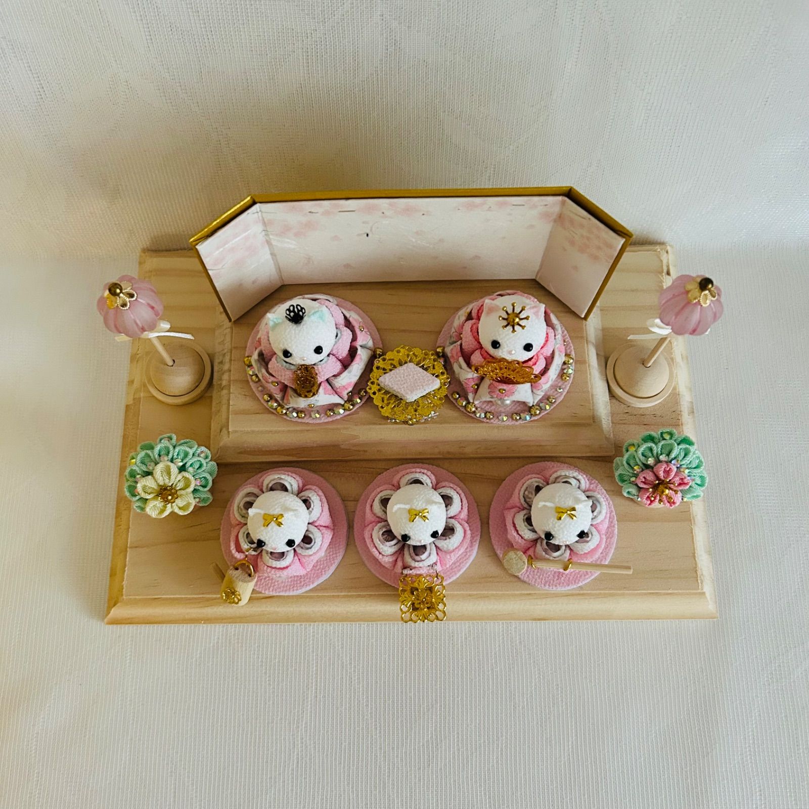 雛人形 お雛様 ハンドメイド リバティ つまみ細工 おしゃれ くま ねこ