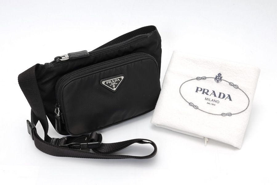 プラダ / PRADA Re-Nylon x サフィアーノレザー ショルダーバッグ