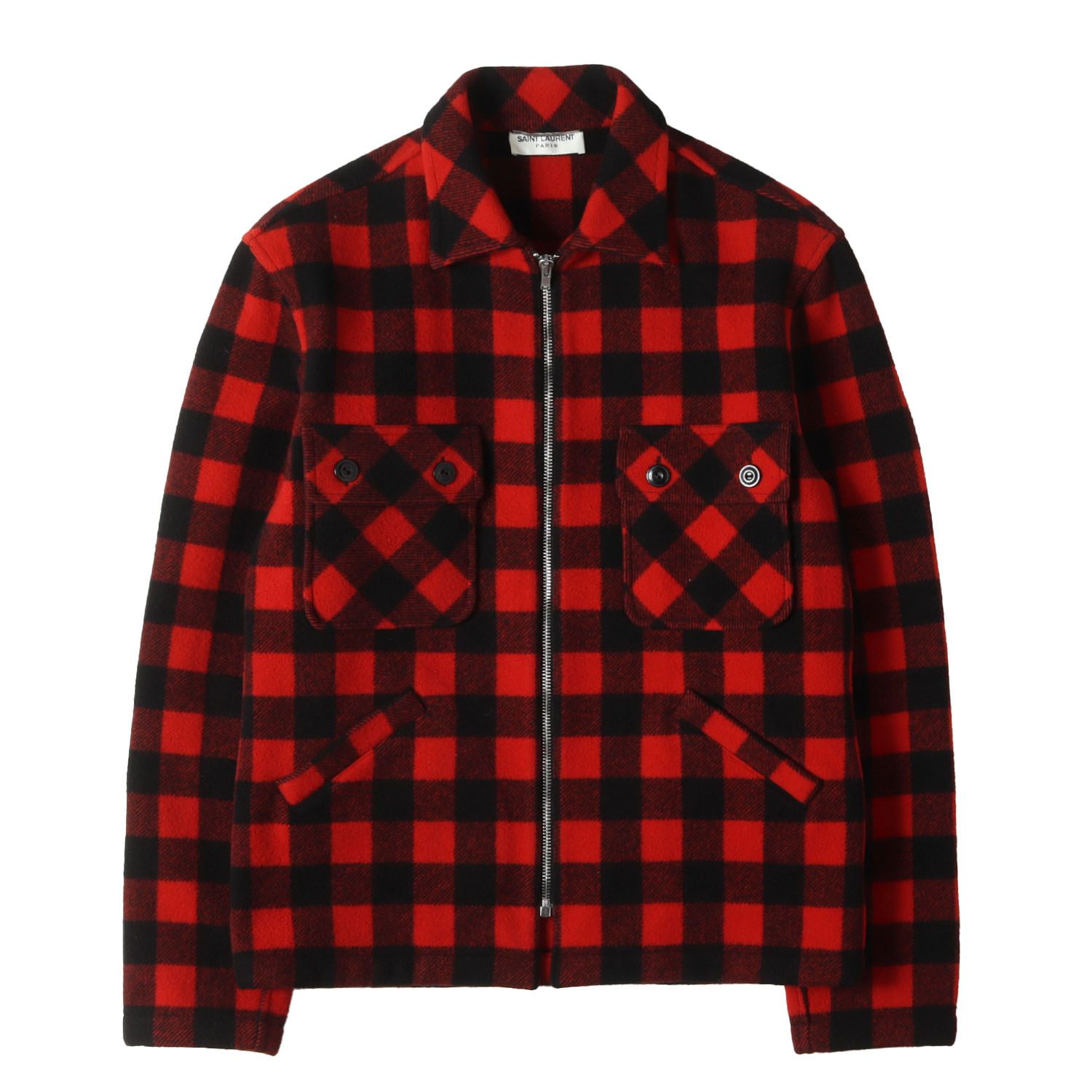 【最終価格】SAINT LAURENT PARIS バッファローチェック 美品】SAINT LAURENT PARIS サンローラン パリ ブルゾン レッド