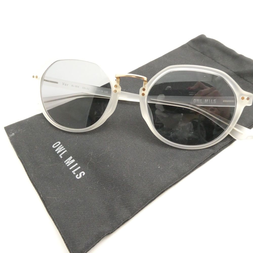 美品 OWL MILS アウルミルズ BLUE LABEL BL-004 サングラス 52 19-142 アウトドア マットホワイト レンズカラーグ AD1519 美品 OWL MILS アウルミルズ BLUE LABEL BL-004 サングラス 52 19-142
