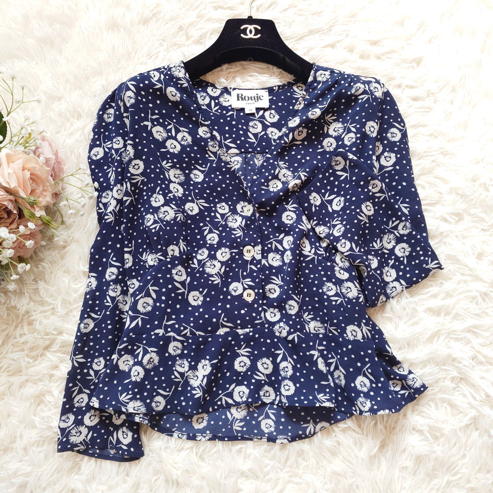 ルージュ Rouje 花柄ブラウス サイズ 36 美品 ルージュ Rouge イエナ IENA 花柄 フラワー ブラウス シャツ