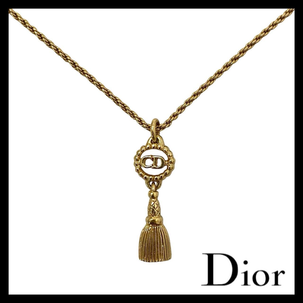 Dior】CDロゴ タッセル ネックレス ゴールド/金カラー フリンジ