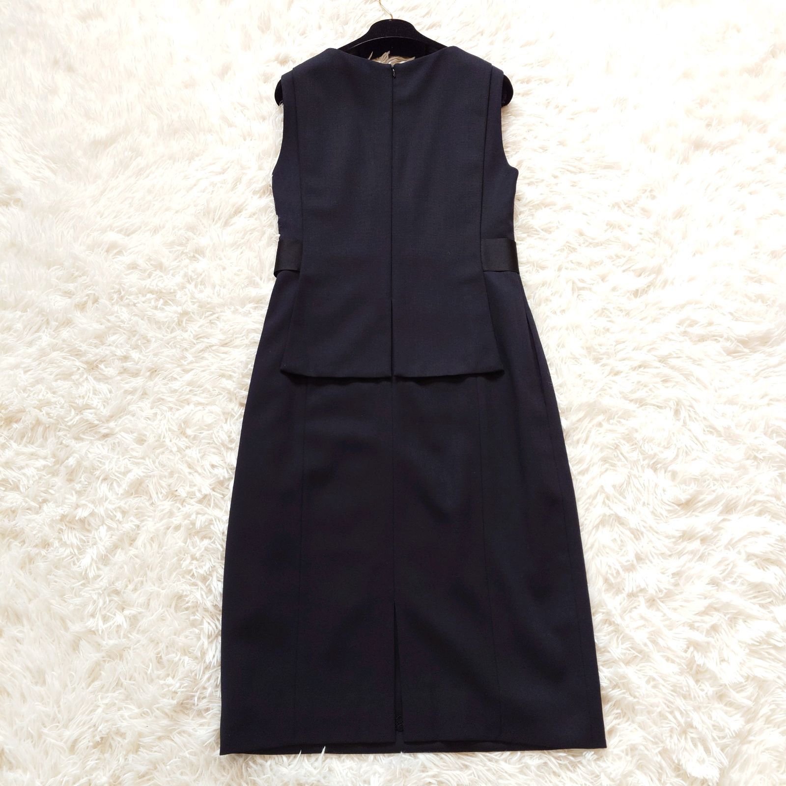 極美品】FOXEY フォクシー ノースリーブワンピース ペプラム サテン
