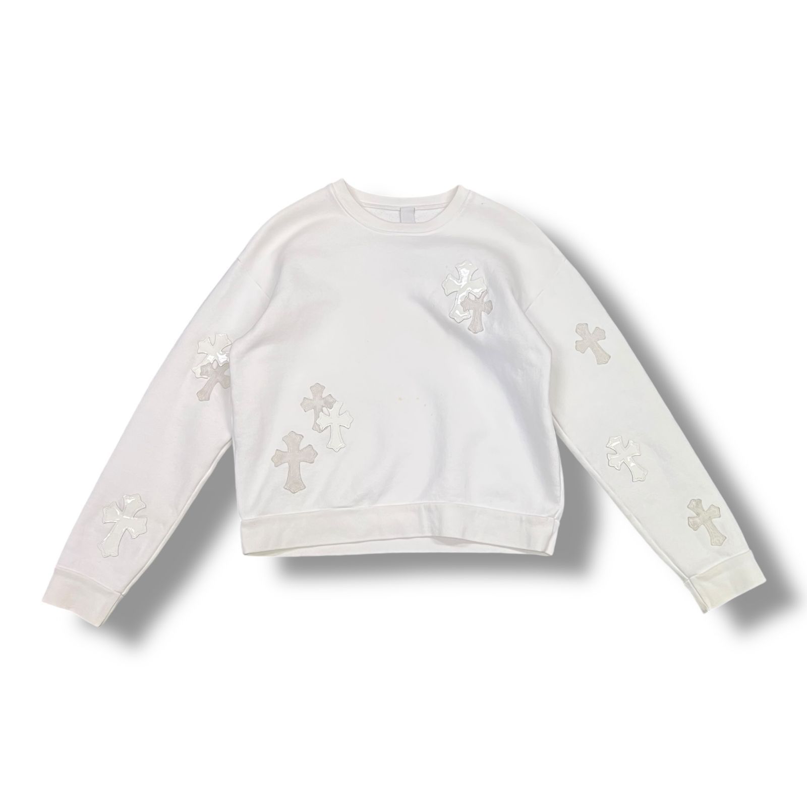 国内正規 CHROME HEARTS Leather Cross Sweatshirt レザークロスパッチ