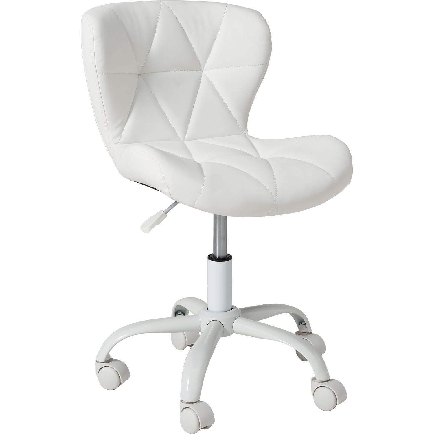 萩原 デスクチェア 回転式 オフィス 椅子 選べる 3タイプ× 5色 昇降式 高さ 63-71 PVC生地 トライアングル ホワイト LHC-4468PWH