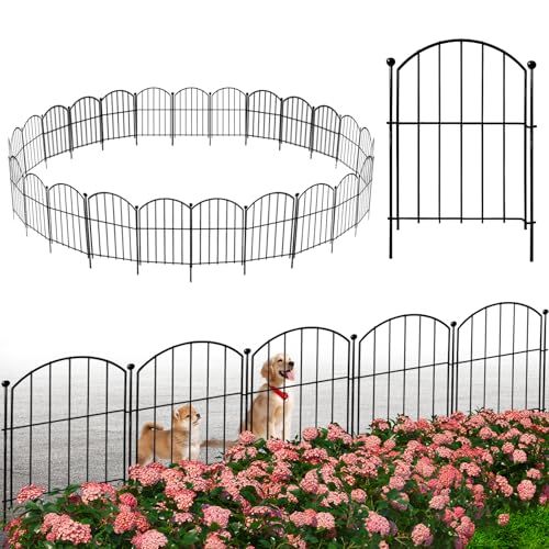 迅速に発送 SONGSONG ガーデンフェンス 25枚 ガーデニングフェンス 植物保護 花壇|門扉|柵|ガーデン|菜園|DIY庭造り 鉄柵 防錆 犬 動物用バリアフェンス 簡単な取り付け 高さ0.43m×長さ0.32m 全長8m 説明書付き 5563a8f8