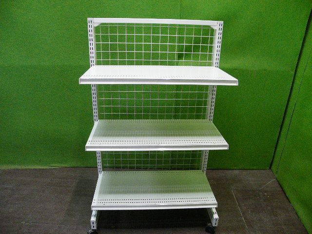 タテヤマ製 H126cm×W75cm 単体片面3段エンド什器 キャスター付き(棚板 