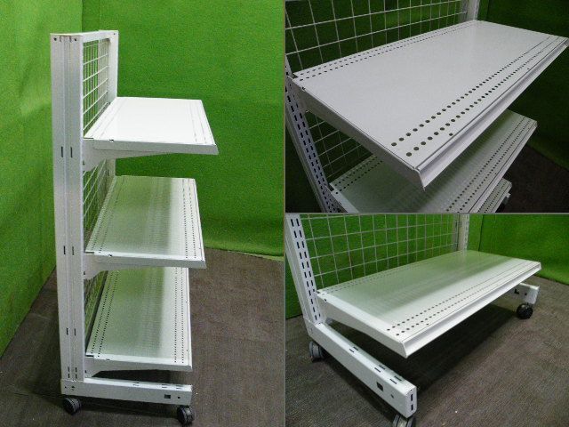 タテヤマ製 H126cm×W75cm 単体片面3段エンド什器 キャスター付き(棚板 