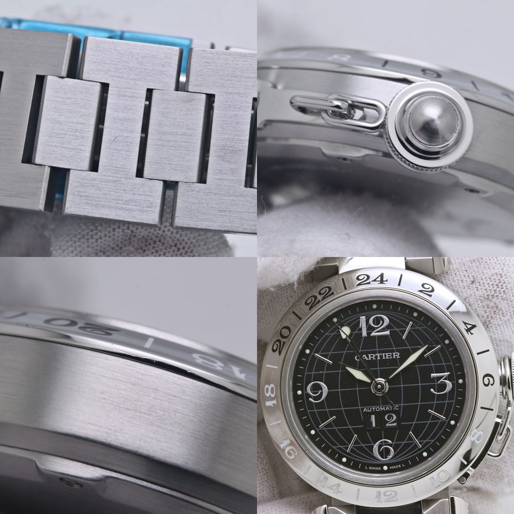  CARTIER カルティエ パシャC メリディアン GMT ビッグデイト W31049M7 腕時計 ボーイズ ステンレススチール |40265 高見え 自動巻き時計 腕時計(アナログ)