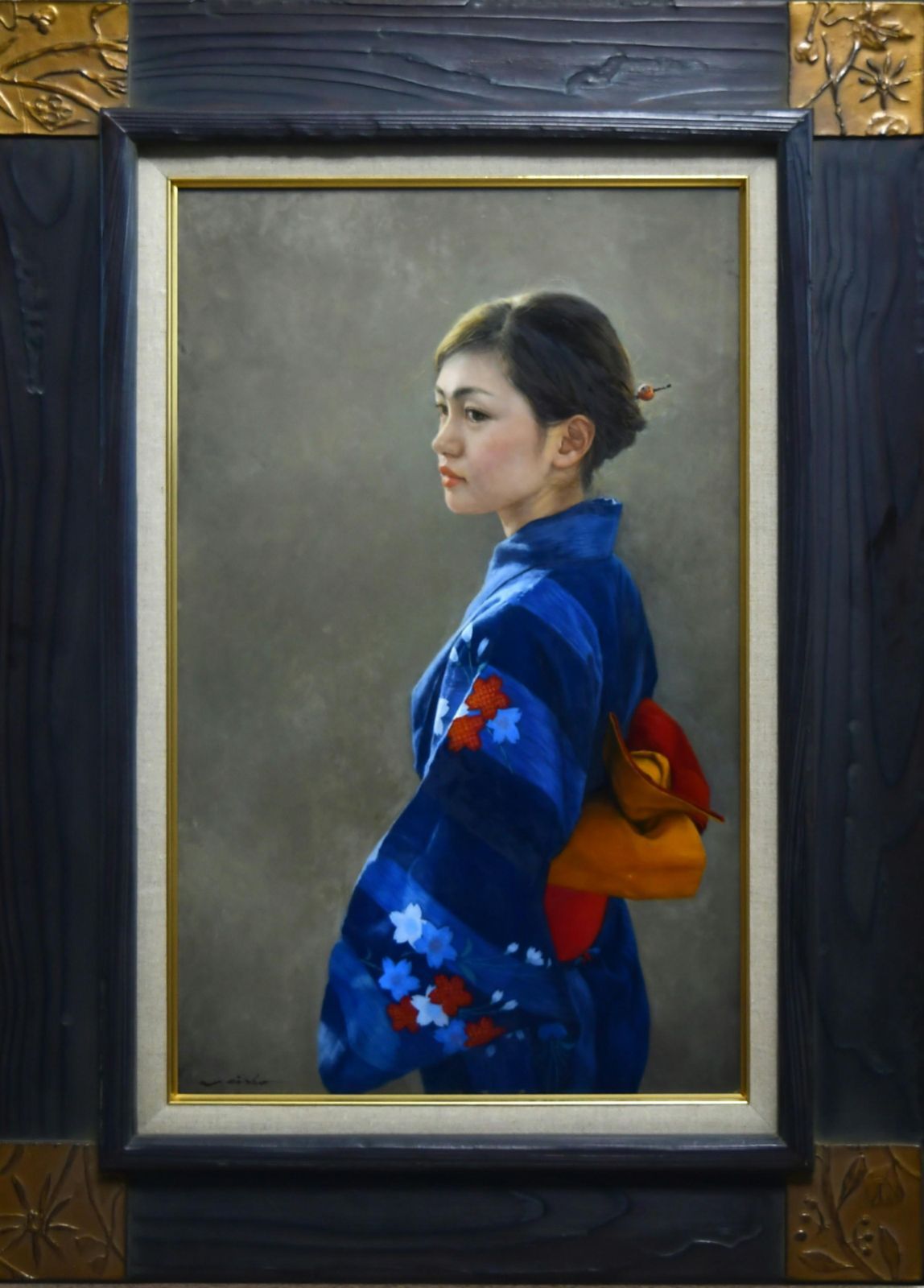 中上誠章 「夕涼」 油彩M10号 真作保証 今注目を集める人気写実画家