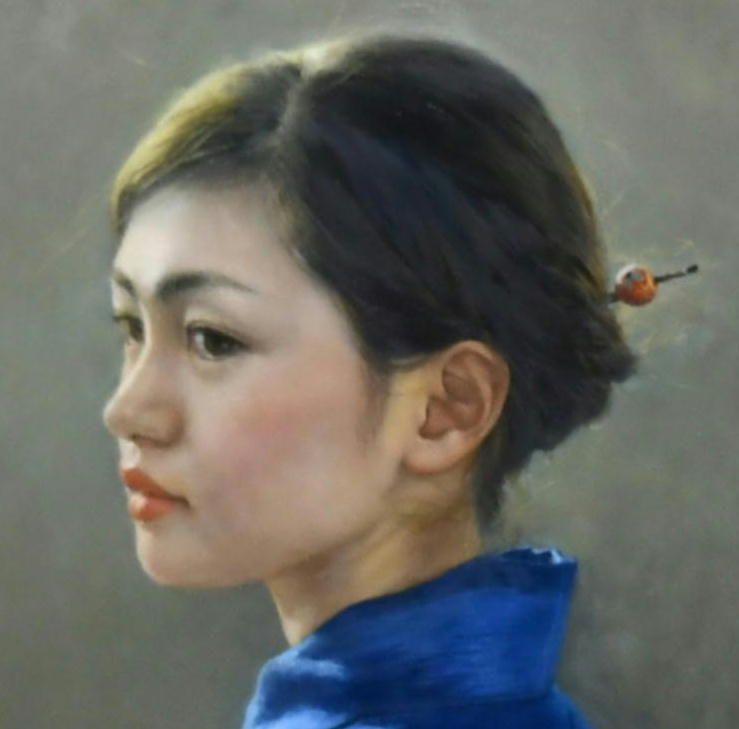 中上誠章 「夕涼」 油彩M10号 真作保証 今注目を集める人気写実画家