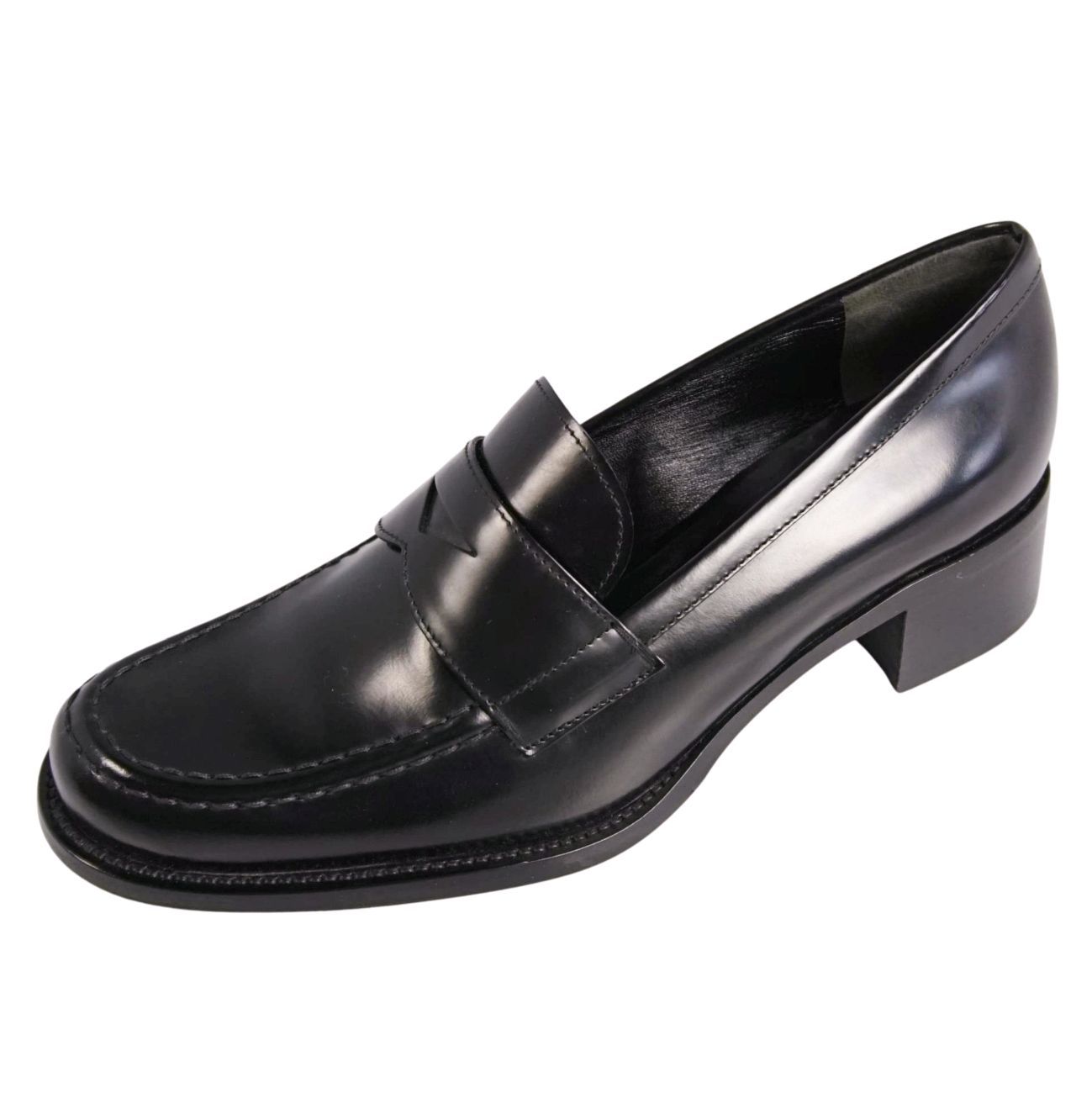 未使用 プラダ PRADA ローファー モカシン レザー ヒール シューズ 靴 