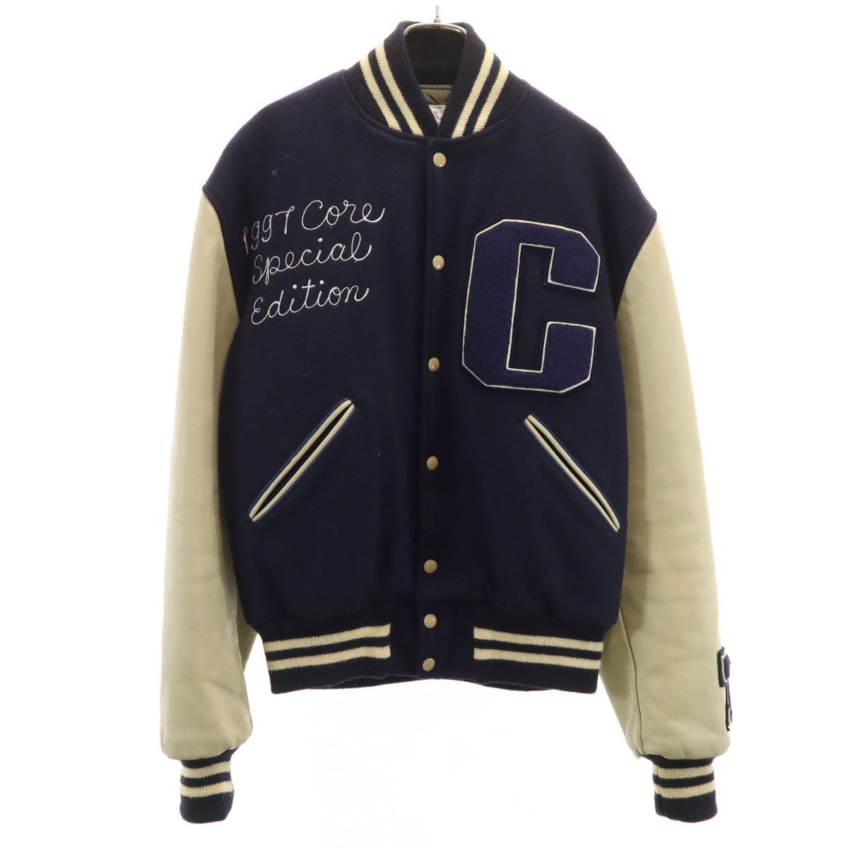 catchball キャッチボール USA製 スカジャン 42 ネイビー メンズ 古着 