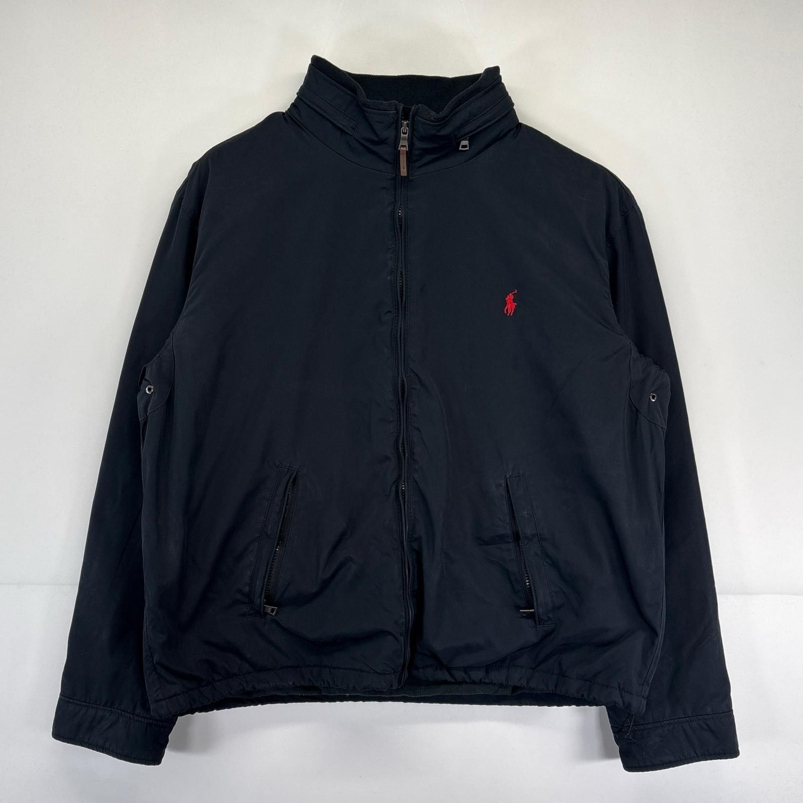 古着 ポロ・ラルフローレン POLO RALPH LAUREN ジャケット 大きいサイズ ワンポイントロゴ刺繍 フルジップ 2XL  ブラック メンズ 古着 ポロ・ラルフローレン POLO RALPH LAUREN ジャケット 大きい
