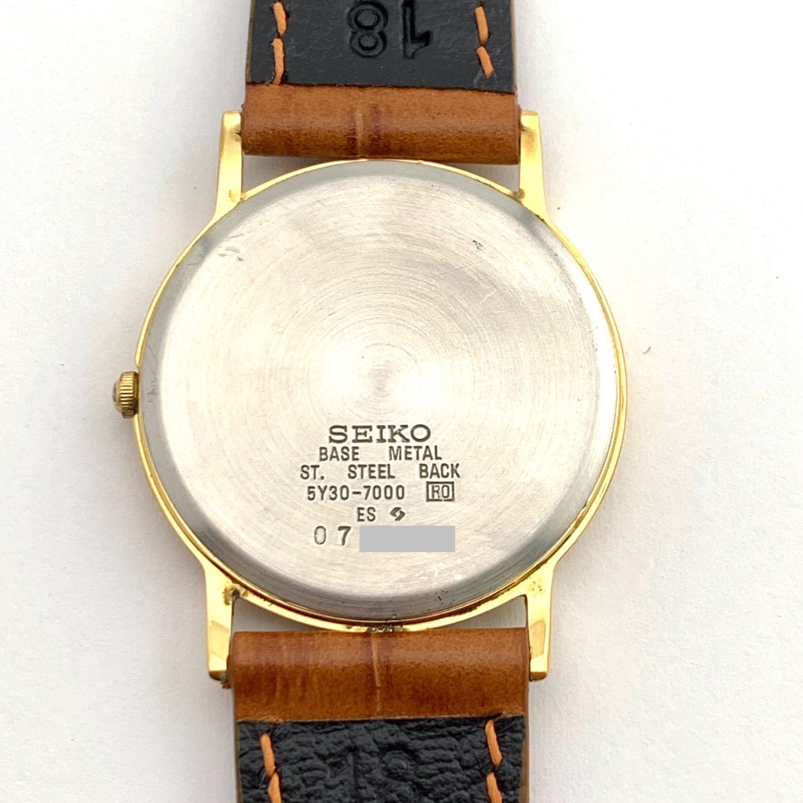 中古】SEIKO 5Y30-7000 クォーツ 腕時計 ゴールド レザー - メルカリ