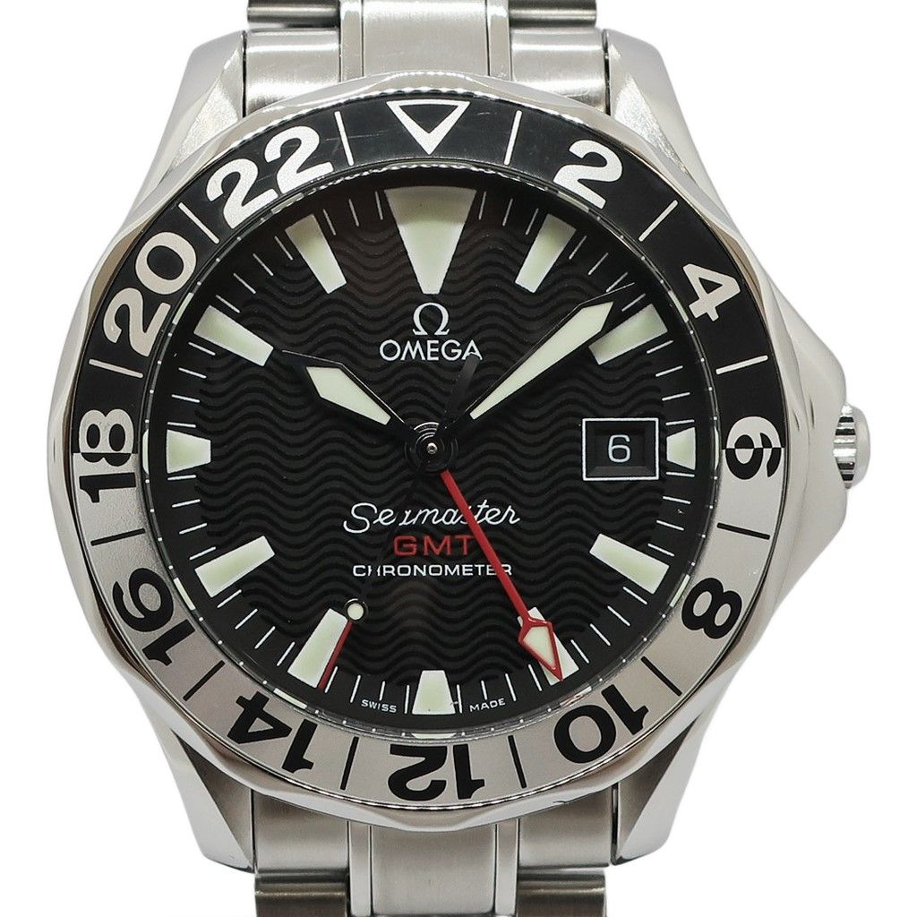 天白 仕上済 OMEGA オメガ シーマスター GMT 50周年記念 2234.50 41mm ブラック SS 自動巻き メンズ 腕時計 男