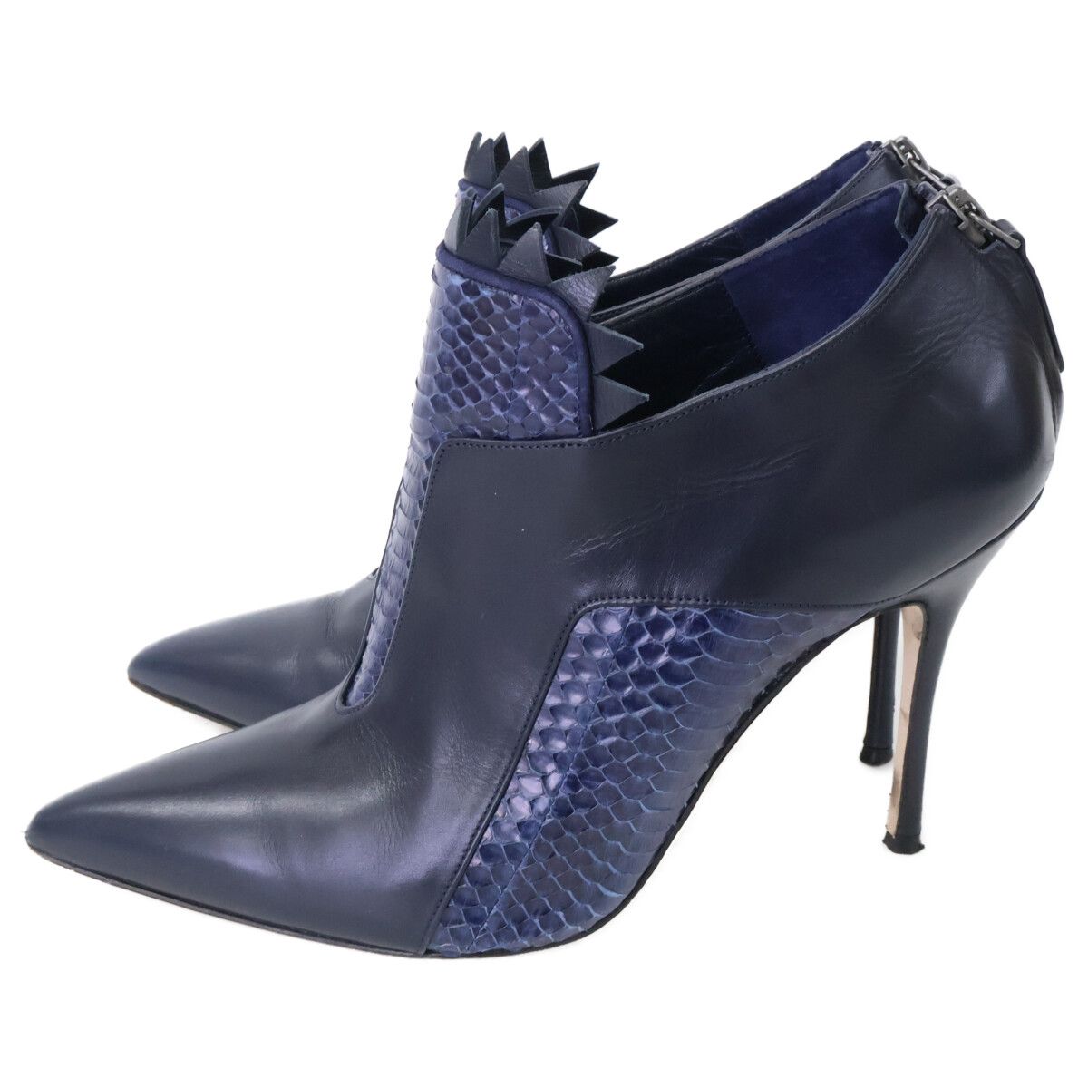 MANOLO BLAHNIK マノロブラニク レザー/パイソン ポインテッドトゥ