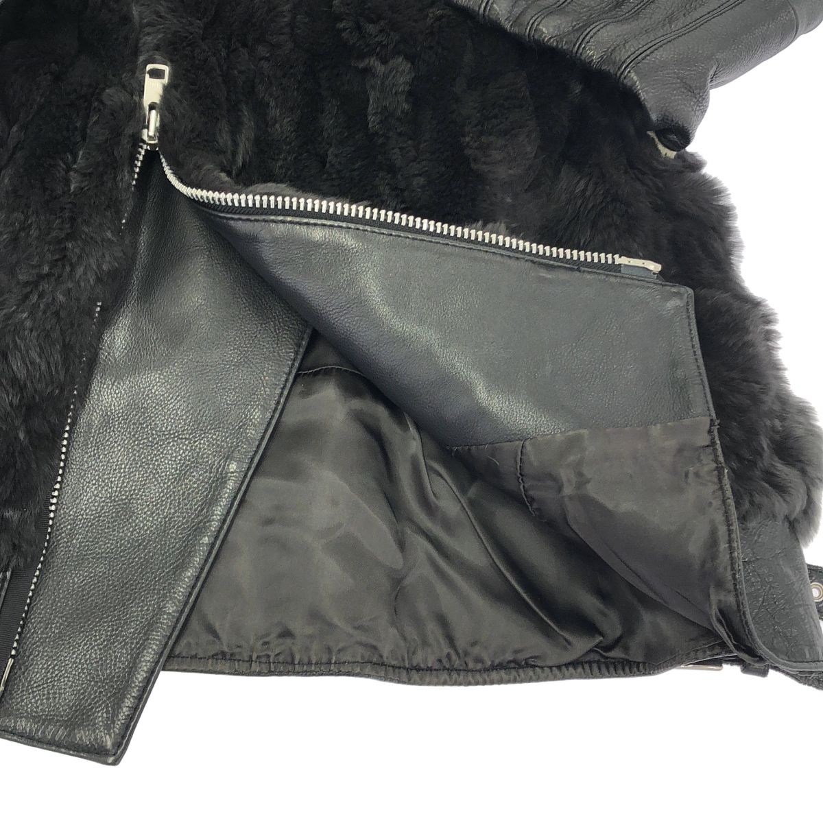 sacai luck サカイラック 14AW ラビットファーレザーライダース