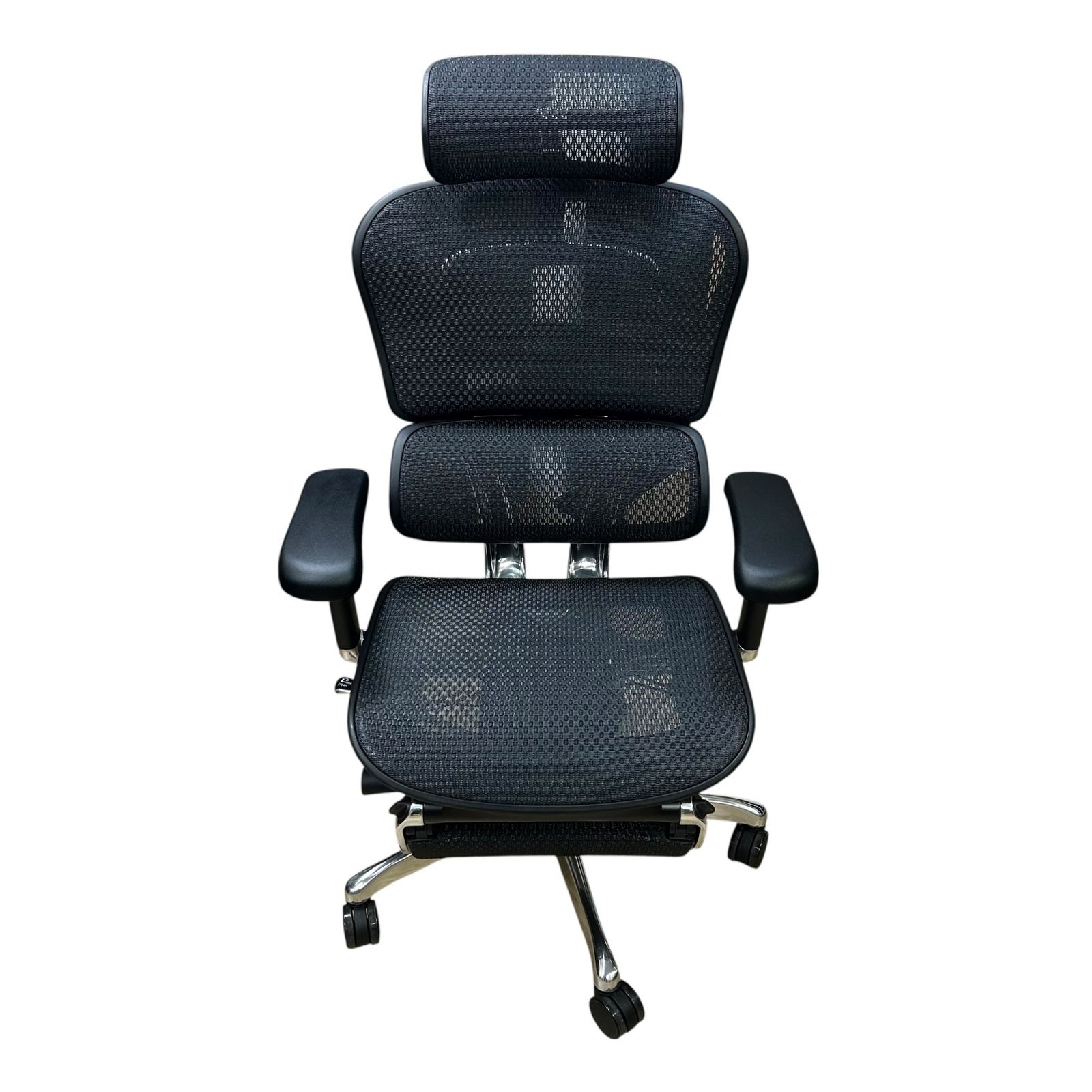 ▲エルゴヒューマンプロ2 オットマン内蔵 DR Ergohuman Pro 2 メッシュ オフィスチェア ブラック 可動アーム 昇降 リクライニング