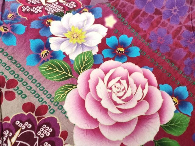 平和屋着物●豪華振袖　刺繍　草花文　金彩　暈し染め　ロング丈　正絹　逸品　未使用　AABG5399cs 平和屋着物○豪華振袖 刺繍 草花文 金彩 暈し染め ロング丈 正絹 逸品
