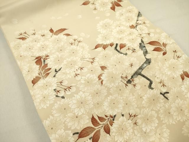 平和屋着物○塩瀬 九寸開き名古屋帯 作家物 枝花 金彩 正絹